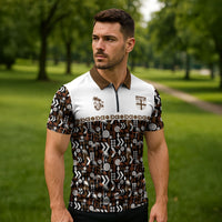 Fiji Bati Zipper Polo Shirt Masi-inspired Tapa Pattern LT9 - Polynesian Pride