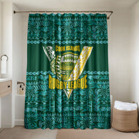 Cook Islands Island Floral Bathroom Set Teal Traditional Kuki's Geometric Pattern LT9 Shower Curtain Only Teal - Polynesian Pride