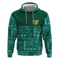 Cook Islands Island Floral Hoodie Teal Traditional Kuki's Geometric Pattern LT9 Pullover Hoodie Teal - Polynesian Pride