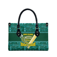 Cook Islands Island Floral Leather Bag Teal Traditional Kuki's Geometric Pattern