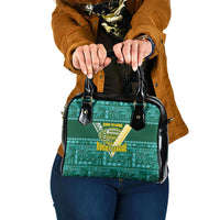 Cook Islands Island Floral Shoulder Handbag Teal Traditional Kuki's Geometric Pattern LT9 One Size Teal - Polynesian Pride
