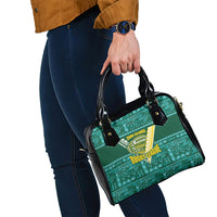 Cook Islands Island Floral Shoulder Handbag Teal Traditional Kuki's Geometric Pattern LT9 - Polynesian Pride