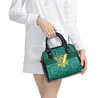 Cook Islands Island Floral Shoulder Handbag Teal Traditional Kuki's Geometric Pattern LT9 - Polynesian Pride