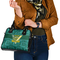 Cook Islands Island Floral Shoulder Handbag Teal Traditional Kuki's Geometric Pattern LT9 - Polynesian Pride