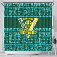 Cook Islands Island Floral Shower Curtain Teal Traditional Kuki's Geometric Pattern LT9 - Polynesian Pride