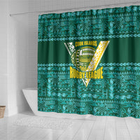 Cook Islands Island Floral Shower Curtain Teal Traditional Kuki's Geometric Pattern LT9 - Polynesian Pride