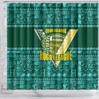 Cook Islands Island Floral Shower Curtain Teal Traditional Kuki's Geometric Pattern LT9 - Polynesian Pride
