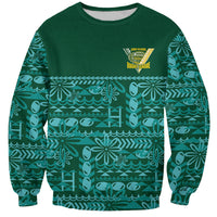 Cook Islands Island Floral Sweatshirt Teal Traditional Kuki's Geometric Pattern