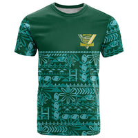 Cook Islands Island Floral T Shirt Teal Traditional Kuki's Geometric Pattern LT9 Teal - Polynesian Pride
