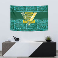 Cook Islands Island Floral Tapestry Teal Traditional Kuki's Geometric Pattern