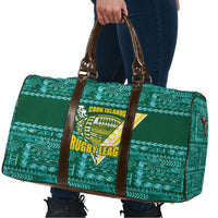 Cook Islands Island Floral Travel Bag Teal Traditional Kuki's Geometric Pattern LT9 - Polynesian Pride