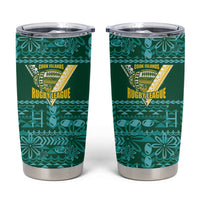 Cook Islands Island Floral Tumbler Cup Teal Traditional Kuki's Geometric Pattern LT9 Teal - Polynesian Pride