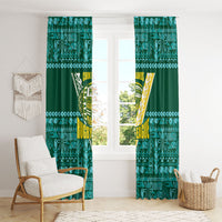 Cook Islands Island Floral Window Curtain Teal Traditional Kuki's Geometric Pattern
