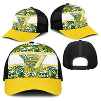 Cook Islands Island Floral Baseball Net Cap Green Traditional Kuki's Geometric Pattern