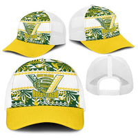 Cook Islands Island Floral Baseball Net Cap Green Traditional Kuki's Geometric Pattern