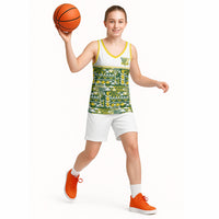 Cook Islands Island Floral Basketball Jersey Green Traditional Kuki's Geometric Pattern LT9 - Polynesian Pride