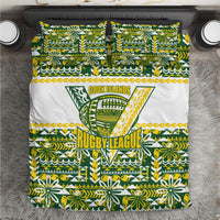 Cook Islands Island Floral Bedding Set Green Traditional Kuki's Geometric Pattern LT9 Green - Polynesian Pride