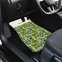 Cook Islands Island Floral Car Mats Green Traditional Kuki's Geometric Pattern LT9 - Polynesian Pride