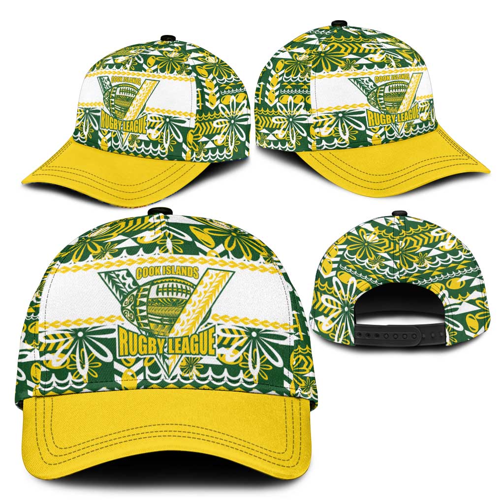 Cook Islands Island Floral Classic Cap Green Traditional Kuki's Geometric Pattern