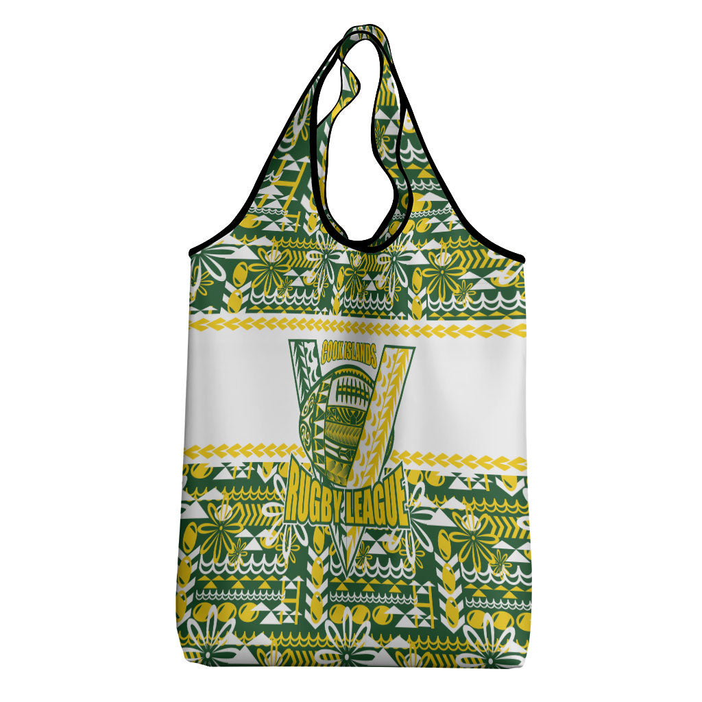 Cook Islands Island Floral Grocery Bag Green Traditional Kuki's Geometric Pattern LT9 - Polynesian Pride