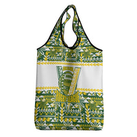 Cook Islands Island Floral Grocery Bag Green Traditional Kuki's Geometric Pattern LT9 - Polynesian Pride