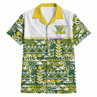 Cook Islands Island Floral Hawaiian Shirt Green Traditional Kuki's Geometric Pattern LT9 Green - Polynesian Pride