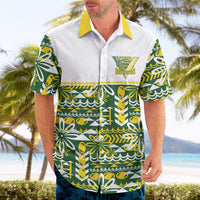 Cook Islands Island Floral Hawaiian Shirt Green Traditional Kuki's Geometric Pattern LT9 - Polynesian Pride