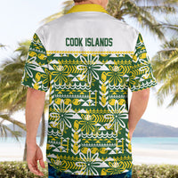 Cook Islands Island Floral Hawaiian Shirt Green Traditional Kuki's Geometric Pattern LT9 - Polynesian Pride