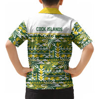 Cook Islands Island Floral Hawaiian Shirt Green Traditional Kuki's Geometric Pattern LT9 - Polynesian Pride