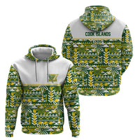 Cook Islands Island Floral Hoodie Green Traditional Kuki's Geometric Pattern LT9 - Polynesian Pride