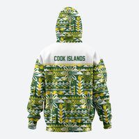 Cook Islands Island Floral Hoodie Green Traditional Kuki's Geometric Pattern LT9 - Polynesian Pride