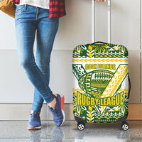 Cook Islands Island Floral Luggage Cover Green Traditional Kuki's Geometric Pattern LT9 - Polynesian Pride