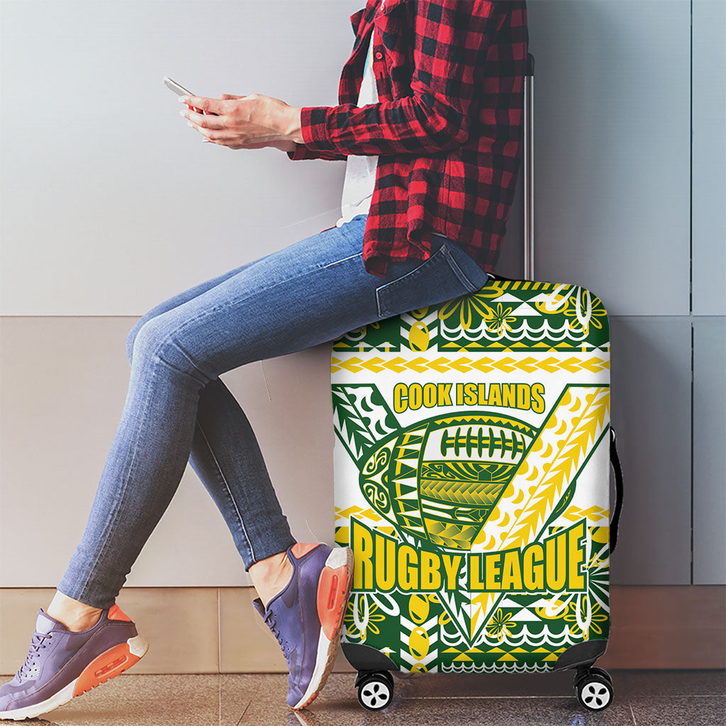 Cook Islands Island Floral Luggage Cover Green Traditional Kuki's Geometric Pattern LT9 - Polynesian Pride