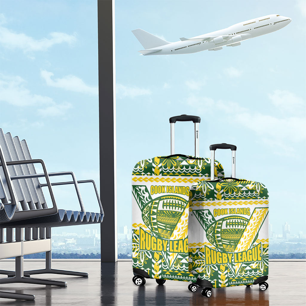 Cook Islands Island Floral Luggage Cover Green Traditional Kuki's Geometric Pattern LT9 - Polynesian Pride