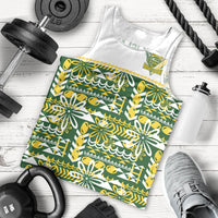 Cook Islands Island Floral Men Tank Top Green Traditional Kuki's Geometric Pattern LT9 - Polynesian Pride