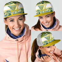Cook Islands Island Floral Mesh Trucker Cap Green Traditional Kuki's Geometric Pattern LT9 - Polynesian Pride