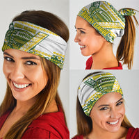 Cook Islands Island Floral Neck Gaiter Green Traditional Kuki's Geometric Pattern LT9 - Polynesian Pride