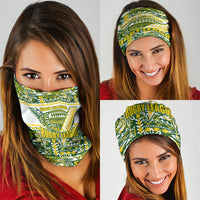 Cook Islands Island Floral Neck Gaiter Green Traditional Kuki's Geometric Pattern LT9 - Polynesian Pride