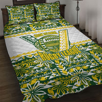 Cook Islands Island Floral Quilt Bed Set Green Traditional Kuki's Geometric Pattern LT9 Green - Polynesian Pride
