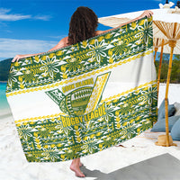 Cook Islands Island Floral Sarong Green Traditional Kuki's Geometric Pattern LT9 One Size 44 x 66 inches Green - Polynesian Pride