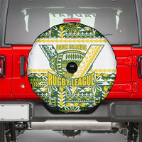 Cook Islands Island Floral Spare Tire Cover Green Traditional Kuki's Geometric Pattern LT9 - Polynesian Pride