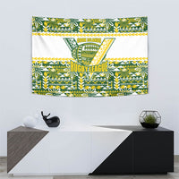 Cook Islands Island Floral Tapestry Green Traditional Kuki's Geometric Pattern LT9 - Polynesian Pride