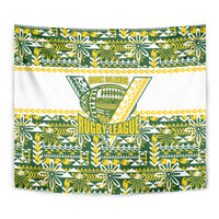 Cook Islands Island Floral Tapestry Green Traditional Kuki's Geometric Pattern LT9 - Polynesian Pride