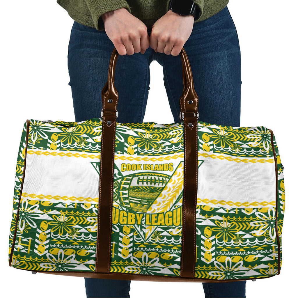 Cook Islands Island Floral Travel Bag Green Traditional Kuki's Geometric Pattern LT9 Green - Polynesian Pride