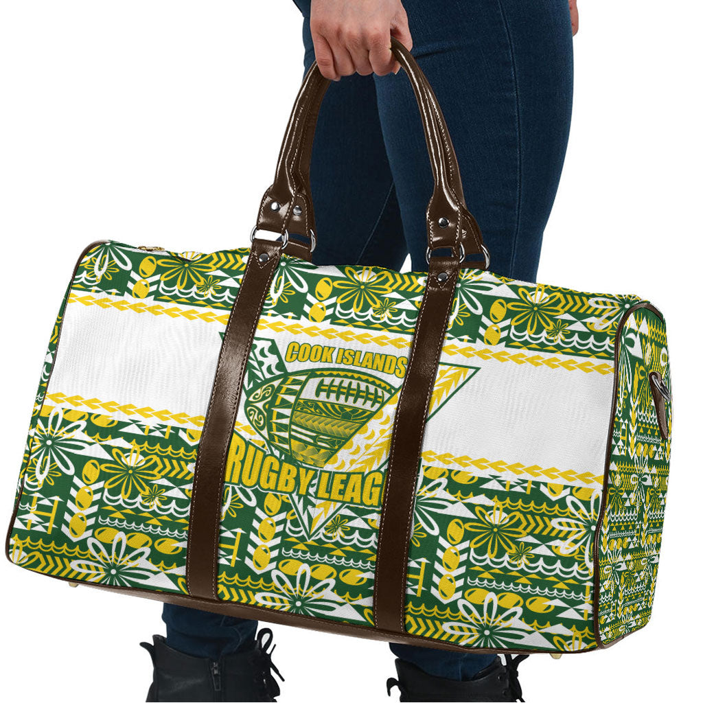 Cook Islands Island Floral Travel Bag Green Traditional Kuki's Geometric Pattern LT9 - Polynesian Pride
