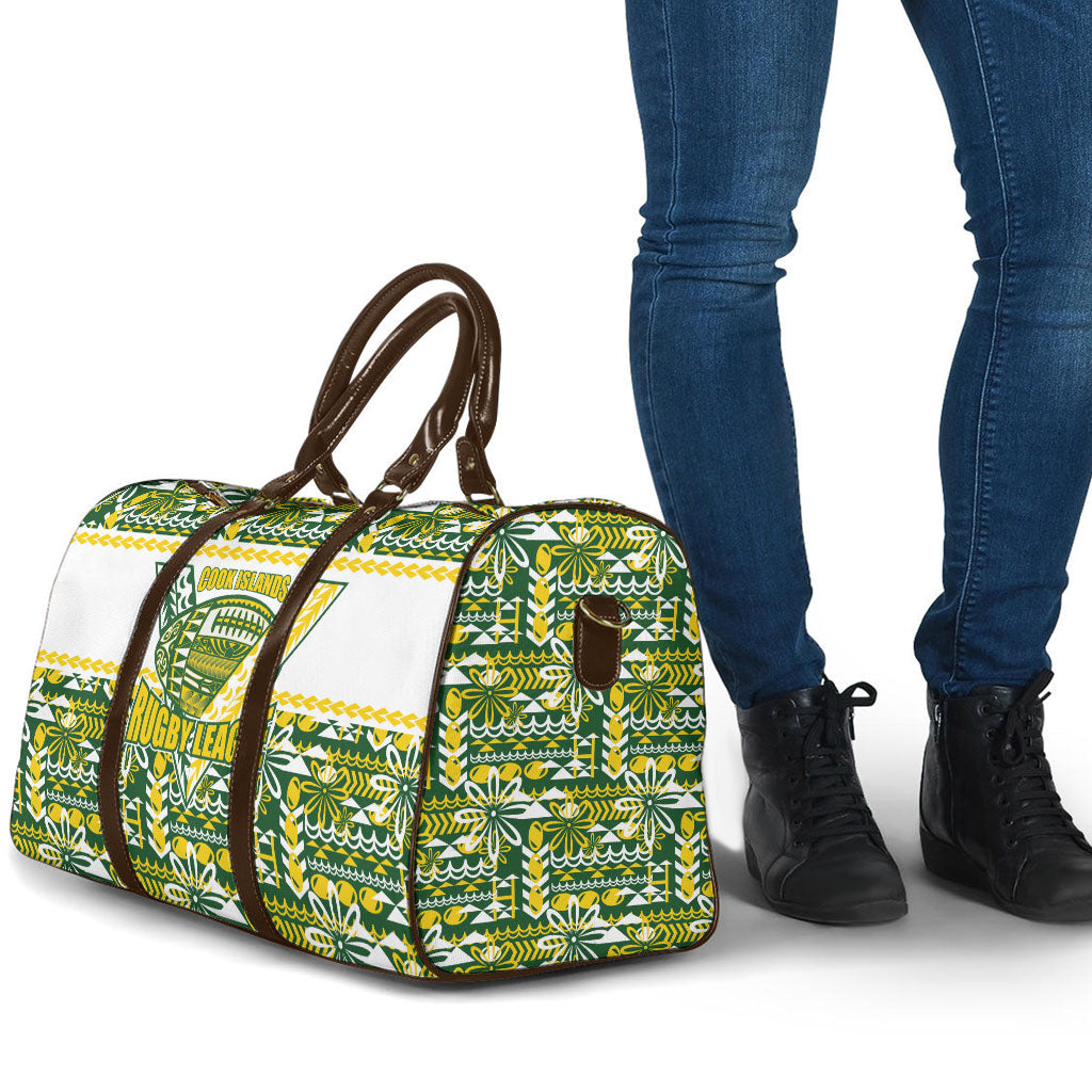 Cook Islands Island Floral Travel Bag Green Traditional Kuki's Geometric Pattern LT9 - Polynesian Pride