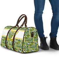 Cook Islands Island Floral Travel Bag Green Traditional Kuki's Geometric Pattern LT9 - Polynesian Pride