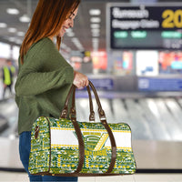 Cook Islands Island Floral Travel Bag Green Traditional Kuki's Geometric Pattern LT9 - Polynesian Pride