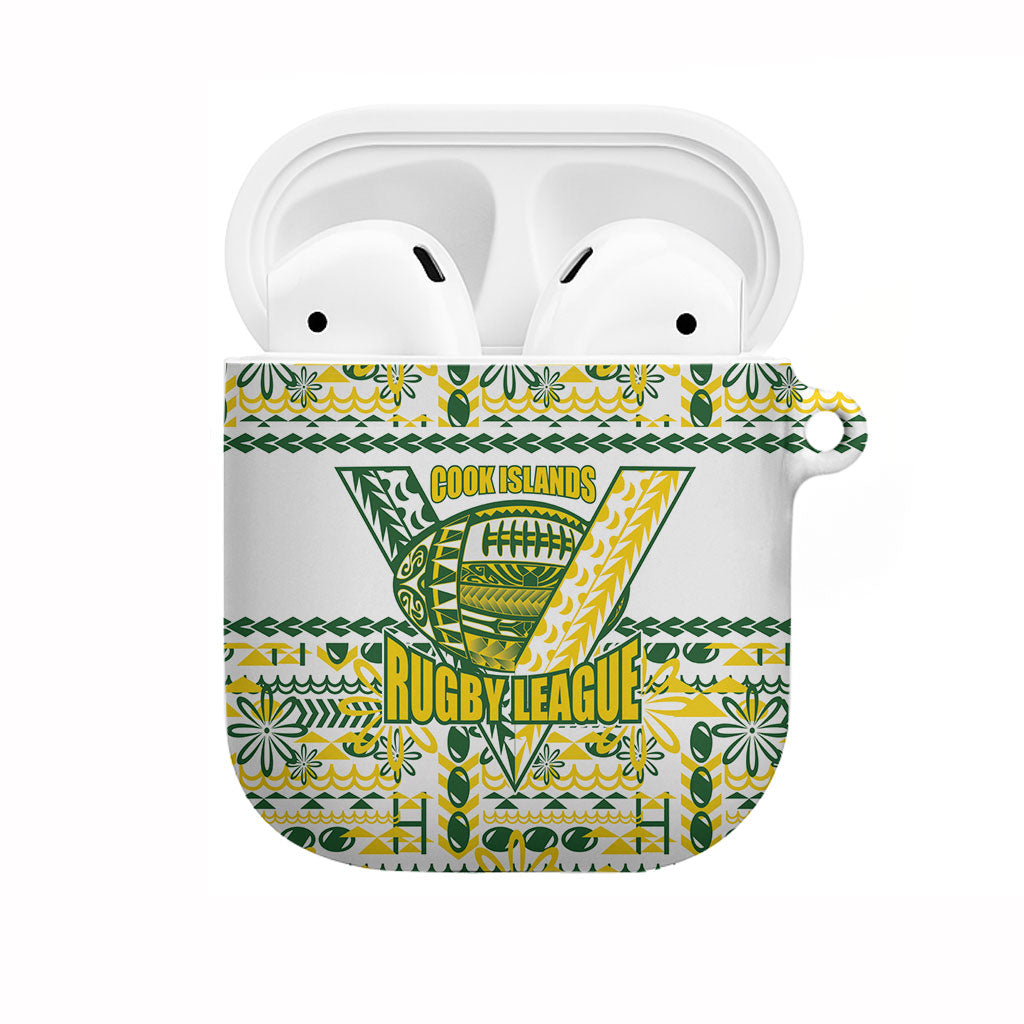 Cook Islands Island Floral AirPods Case White Traditional Kuki's Geometric Pattern LT9 White - Polynesian Pride