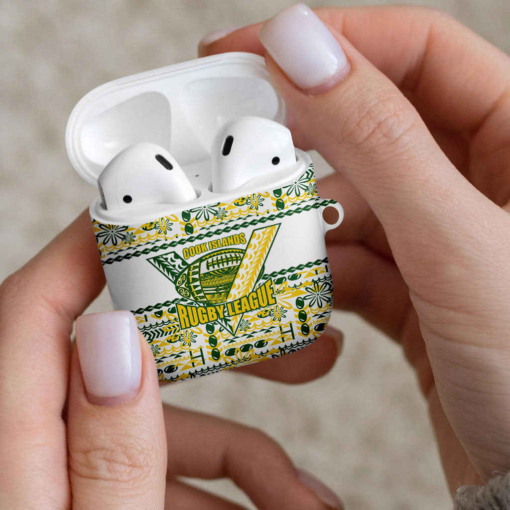 Cook Islands Island Floral AirPods Case White Traditional Kuki's Geometric Pattern LT9 - Polynesian Pride